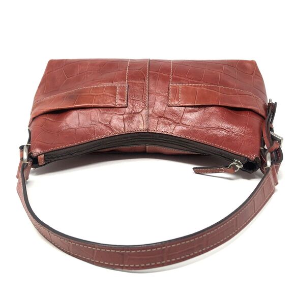 VTG Fossil Leather Shoulder Bag Faux Crocodile Siena Crescent Hobo #75082 - Picture 5 of 15